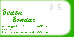 beata bondar business card